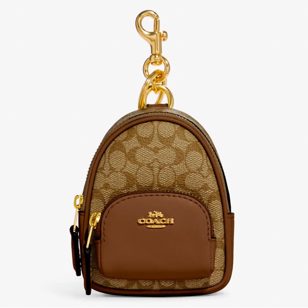 Coach Mini Court Backpack Bag Charm In Signature Canvas